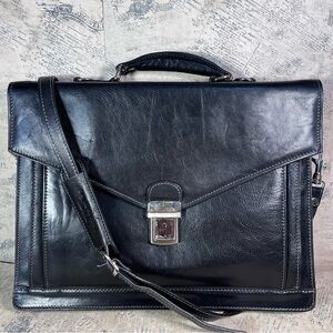 Time Resistance Leather Briefcase - Business Laptop Bag Italian Handmade
